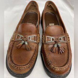 Michel leather tassel low heel loafers ladies sz 7.5m 6/24/4.